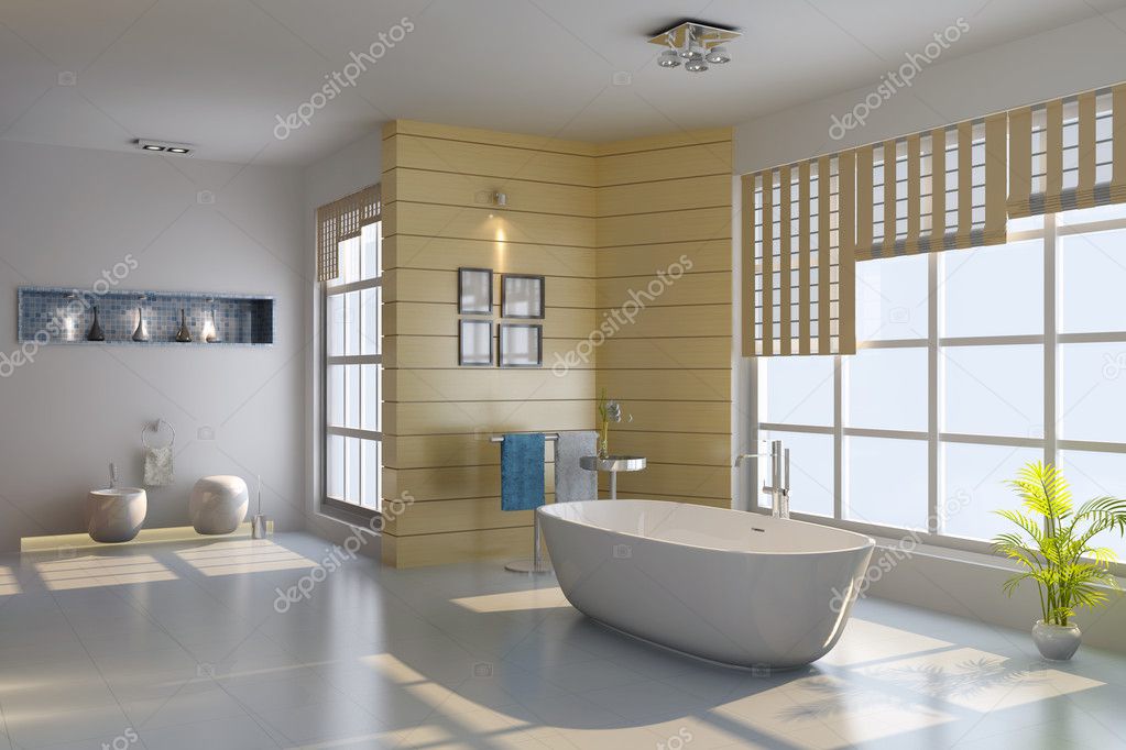 Helles Bad mit Badewanne und modernen Armaturen
